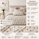 Francia ágyneműhuzat garnitúra – 200×220 cm bézs virágmintás - Image 2