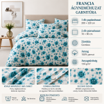 Francia ágyneműhuzat garnitúra – 200×220 cm kék virágmintás - Image 2
