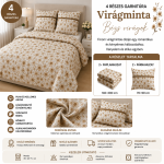 pamut ágynemű 4 részes garnitúra (bézs virágok)100% pamut - Image 2