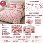 pamut ágynemű 4 részes garnitúra (Rózsaszín rózsa)100% pamut - Image 2